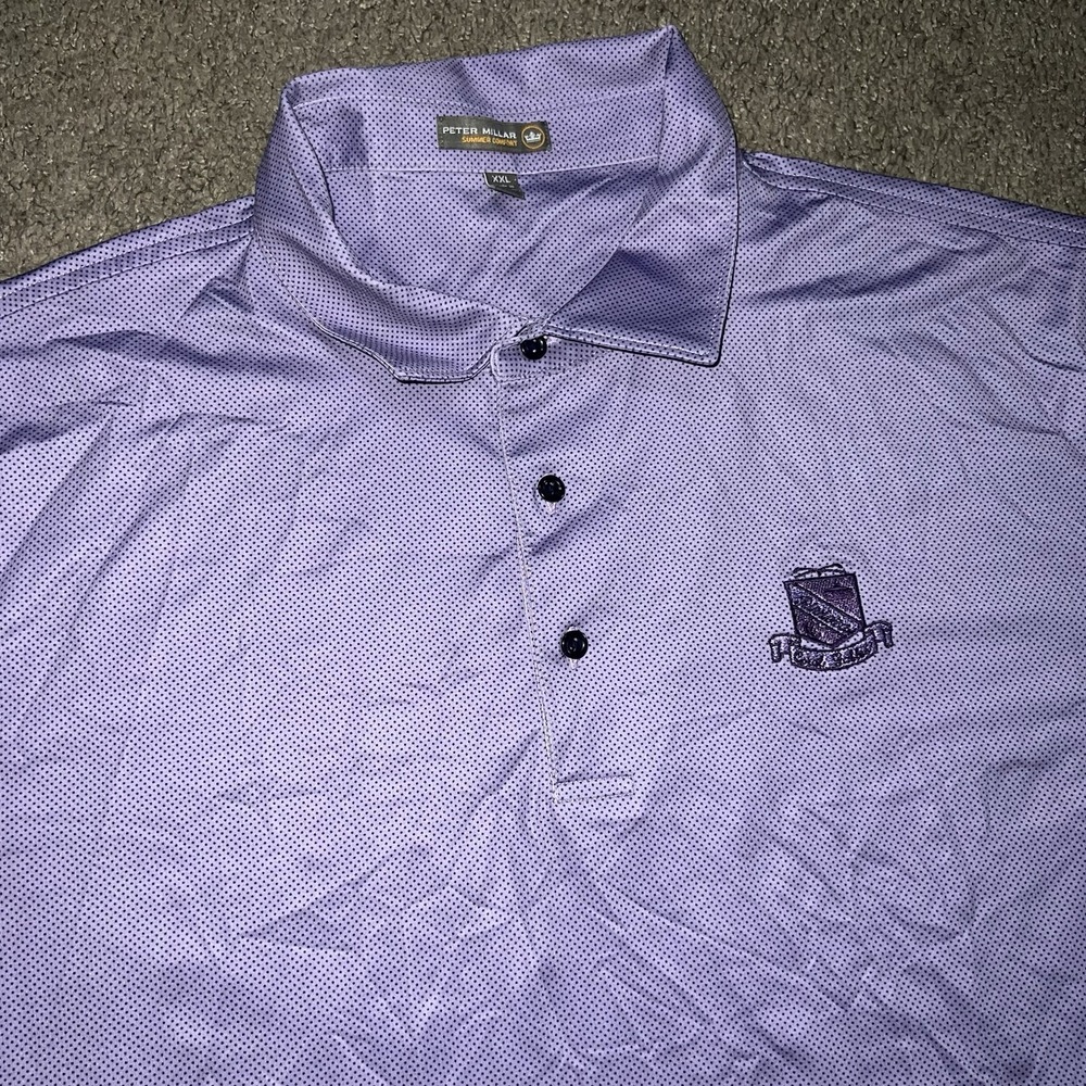 Peter Millar Polo Shirt Mens 2XL Purple Summer Comfort Golf Performance Knit